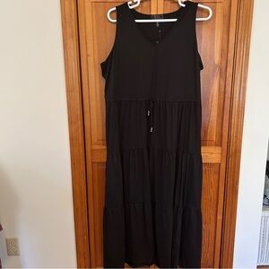 C. Wonder by Christian Siriano Maxi Dress 2X Black Tiered Sleeveless NWT Plus